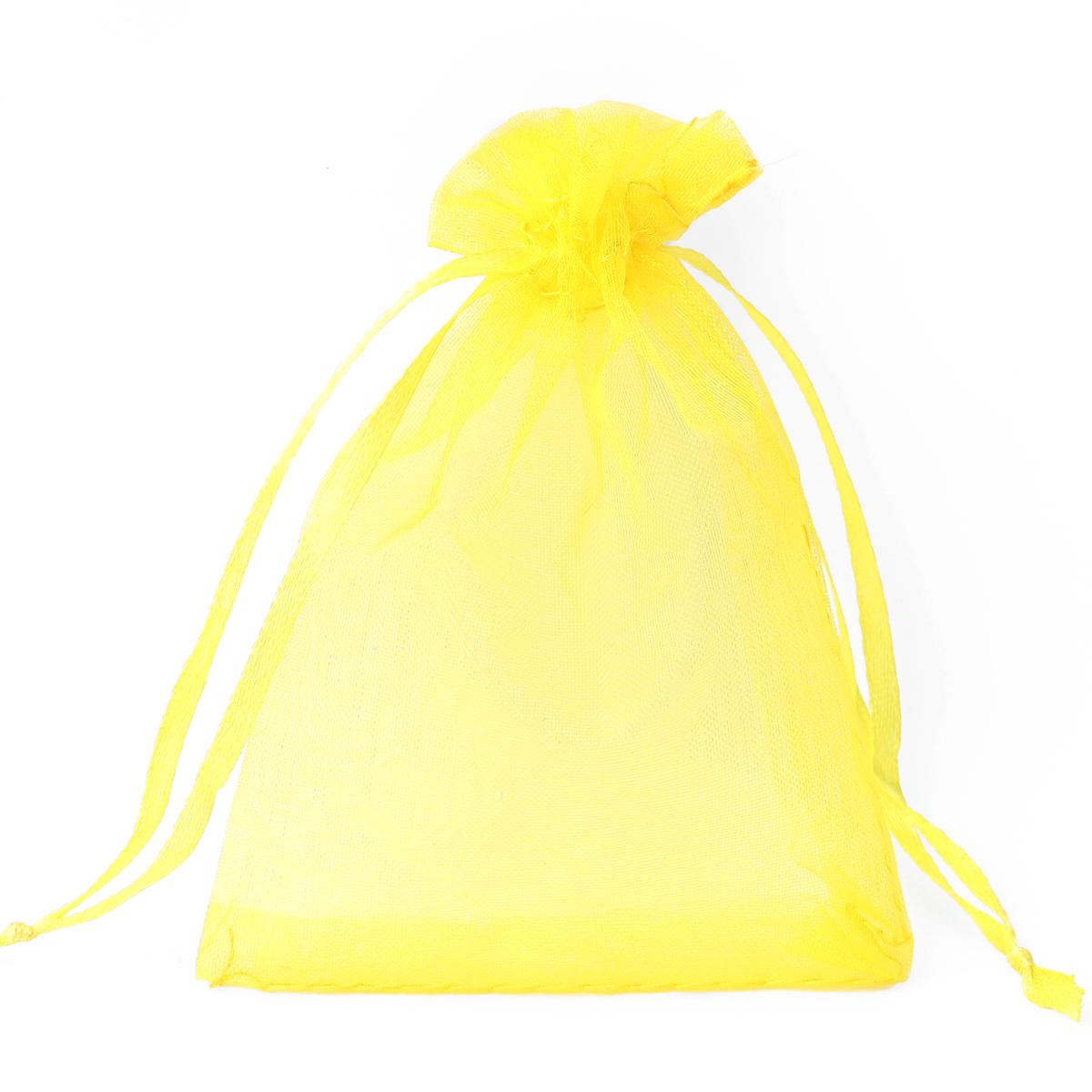 50 teile/beutel Einstellbare Kordelzug Organza Taschen Schmuck Verpackung Taschen Candy Hochzeit Taschen Geschenke Beutel 7x9cm gelb