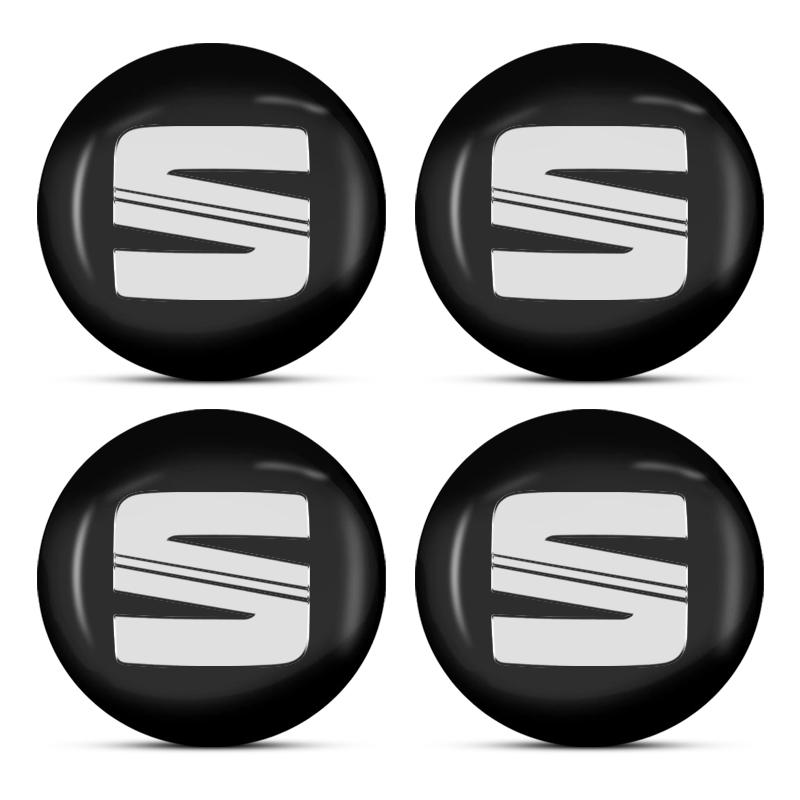 4 Stück 56MM Auto Radfelgen Nabenkappen Emblem Aufkleber Autozubehör für Seat Cupra Leon 5f Ibiza 6l 6j Leon 1p Kissen Altea Xl Leon Dekor schwarz