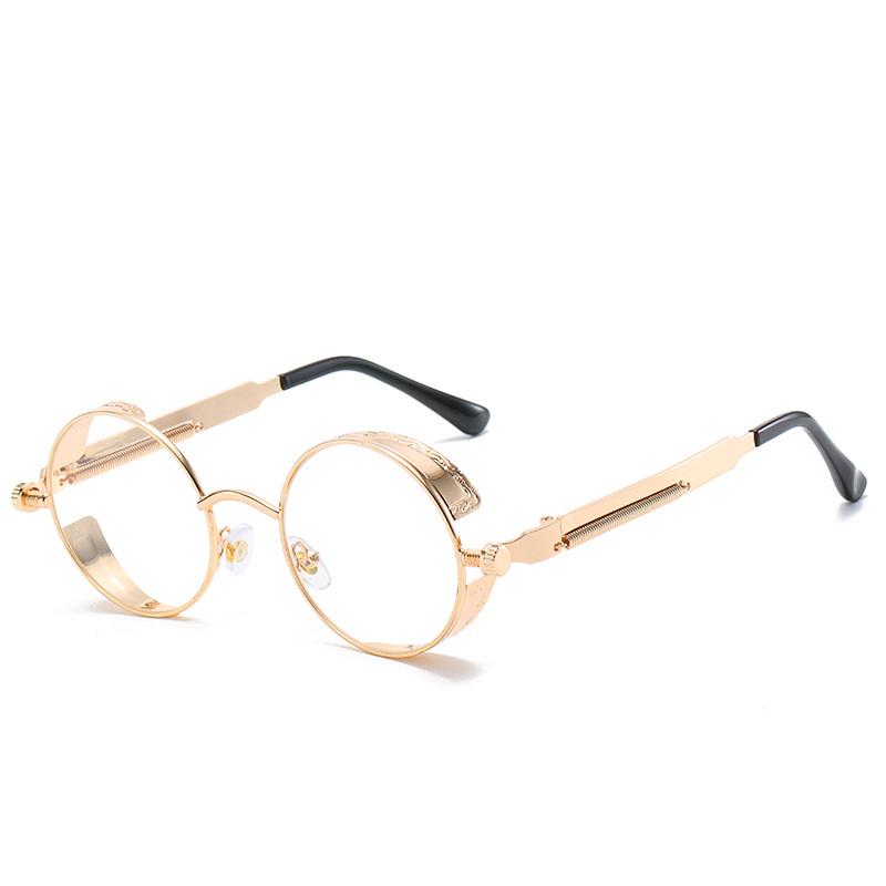 Punk Steam Sonnenbrille für Männer Vintage Brille Unisex klassische runde Rahmen Brille transparent/gold