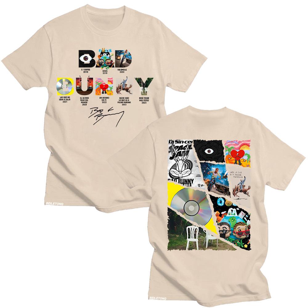Bad Bunny Mode 2025 Neue Baumwolle T-shirts Vintage Lustige Frosch Debí Tirar Más Fotos Tees Frauen Männer Ästhetischen Tops Y2K Trends t-shirts M sand