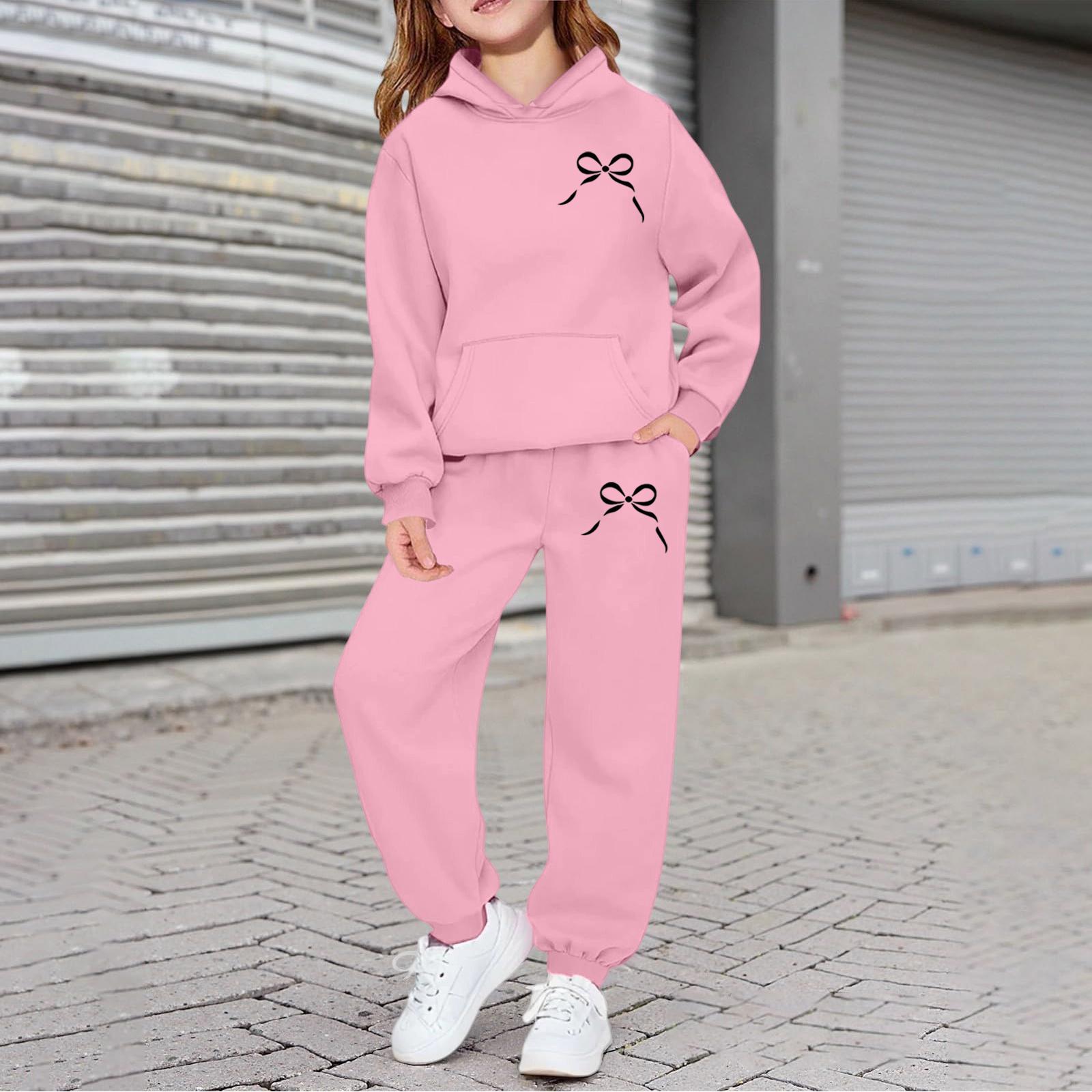 Jungen Mädchen Trainingsanzug Kleidung Kapuzenpullover Jogginghose Trainingsanzug Set Mode Outfit 130 rosa
