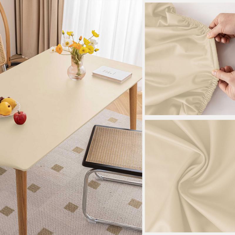 Vinyl Tischdecken - Rechteckige Tischdecke - Vinyl Tischdecken für rechteckige Tische - Plastiktischdecken - Wasserdicht 90X140cm beige