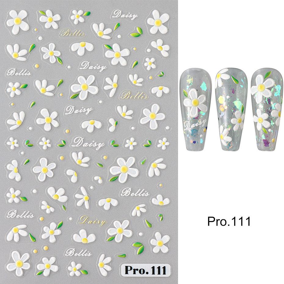 5D süße Biene Gänseblümchen Blume Nagel Aufkleber Blütenblätter Blüte Schmetterling Insekt selbstklebende Maniküre Aufkleber DIY Charms Nägel Dekor PRO-111
