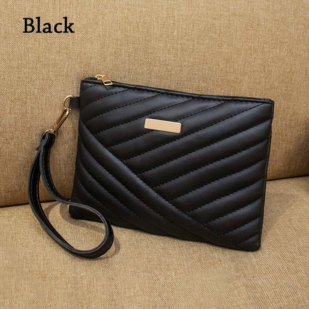 Damen-Leder-Reisetasche, kleine Geldbörse, Clutch-Geldbörse, Handgelenktasche, Umschlagtasche schwarz