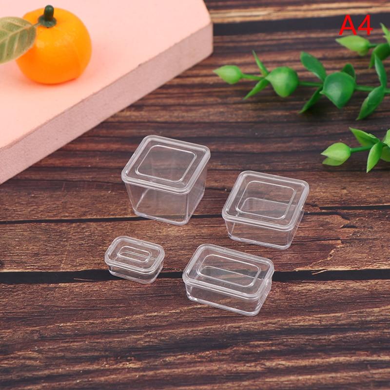 4 Stücke 1/12 Miniatur Puppenhaus Lebensmittelbehälter Set Mini Schärferes Obst Box Lunchbox Bento Box Küche Blyth Puppenhaus Zubehör Square weiß
