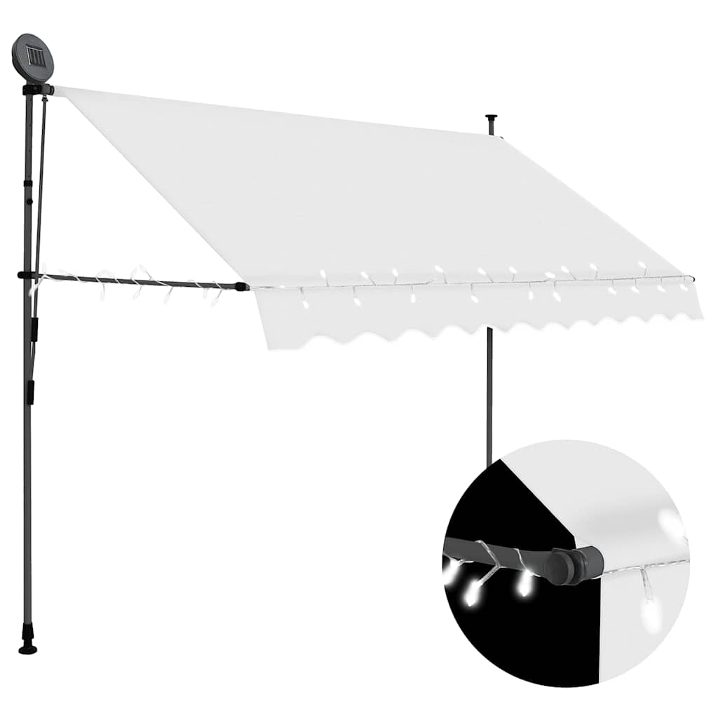 Vidaxl Handaufrollbare Markise mit LED, 250 cm, Creme