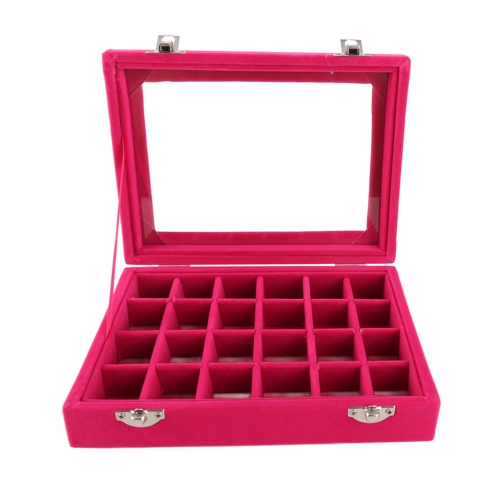 Kleine Samt Schmuck Box Organizer 24 Fächer Schmuck Fall Ohrring Ringe Lagerung Box Schmuck