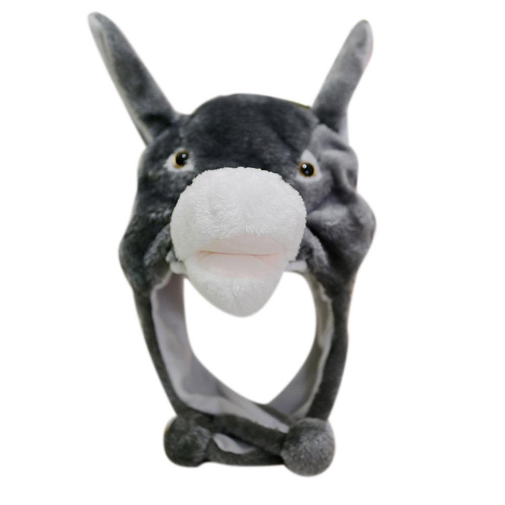 Cartoon Plüsch Bewegliche Mütze Tier Bewegliche Ohren Airbag-Mütze Lustiges Spielzeug Tiermütze Kopfbedeckung Winter Little Donkey