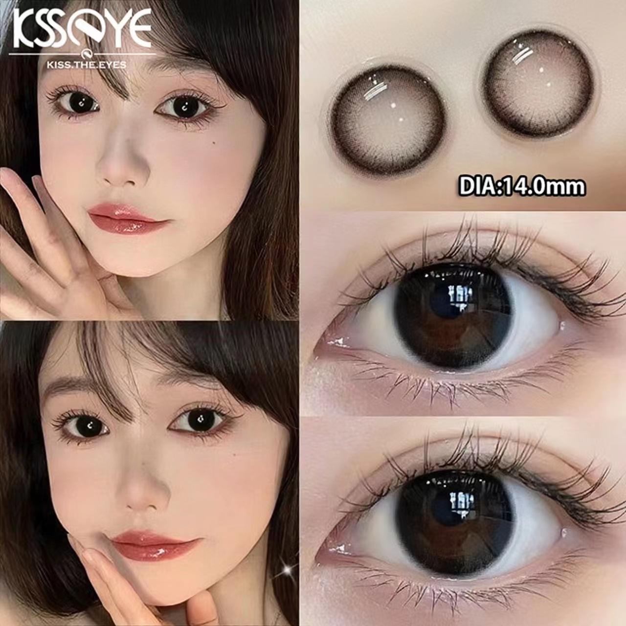 MillCreek Braune Kontaktlinsen, Kastanienmilchbraune Linse für 12 Monate, DIA 14,0 mm, mit Grad (0,00~-8,00) 1 Paar/2 Stück weiche Naturlinsen in Goldpuder -8.00 grau