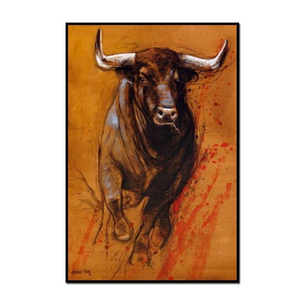 Straße Graffiti Kunst Moderne Abstrakte Tier Kunst Bull Leinwand Malerei Wand Bild Für Wohnzimmer Poster Und Drucke Schlafzimmer Dekor 21cm×30cm NoFrame