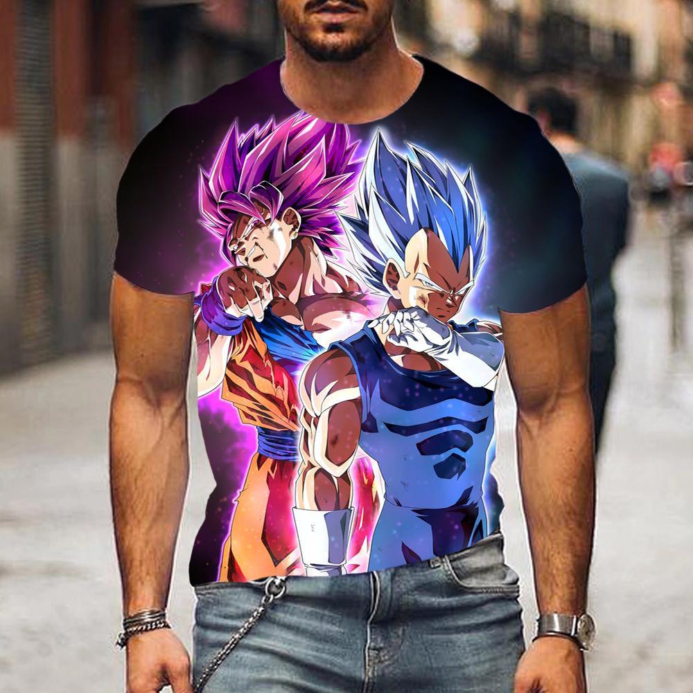 Dragon Ball Sommermode 3D-Druck-T-Shirts für Männer, lässiger O-Ausschnitt, kurzärmelig, übergroße T-Shirts, Streetwear, Anime, lose Oberteile 6XL
