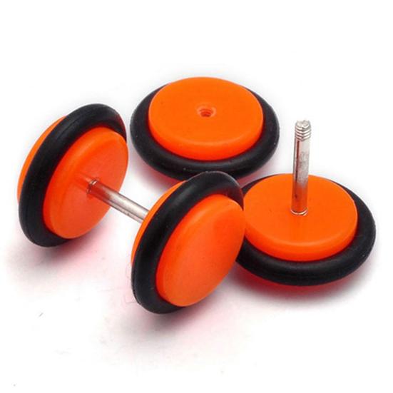 1 Paar Männer Frauen Punk 8mm Hantel Stil Ohrstecker Piercing Schmuck Charms orange