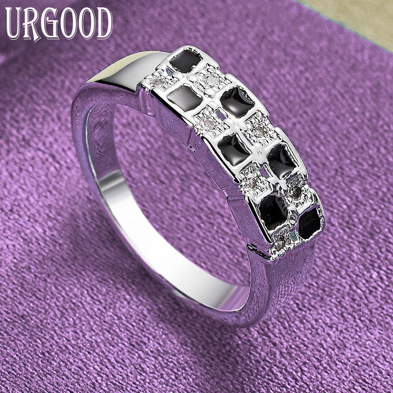 925 Sterling Silber Plaid AAA Zirkon Ring Party Geschenk Modeschmuck 10#