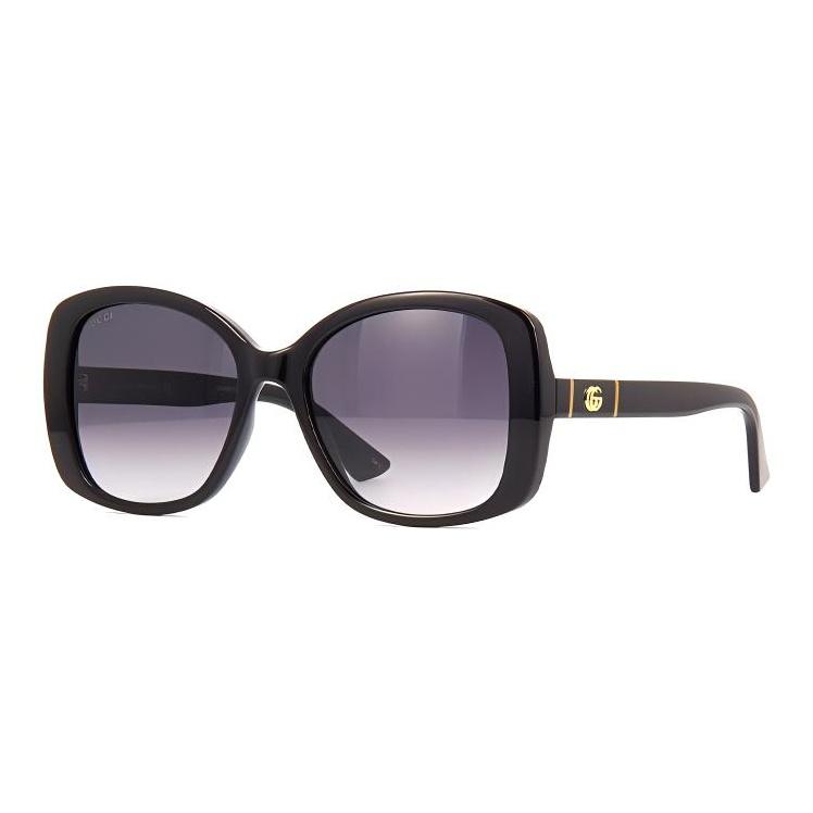 Gucci Quadratische Vollrand Schwarz Grau Ovale Sonnenbrille Damen Sonnenbrille GG0762S-001 Dust Bag+Eyeglass Case (Random Color)