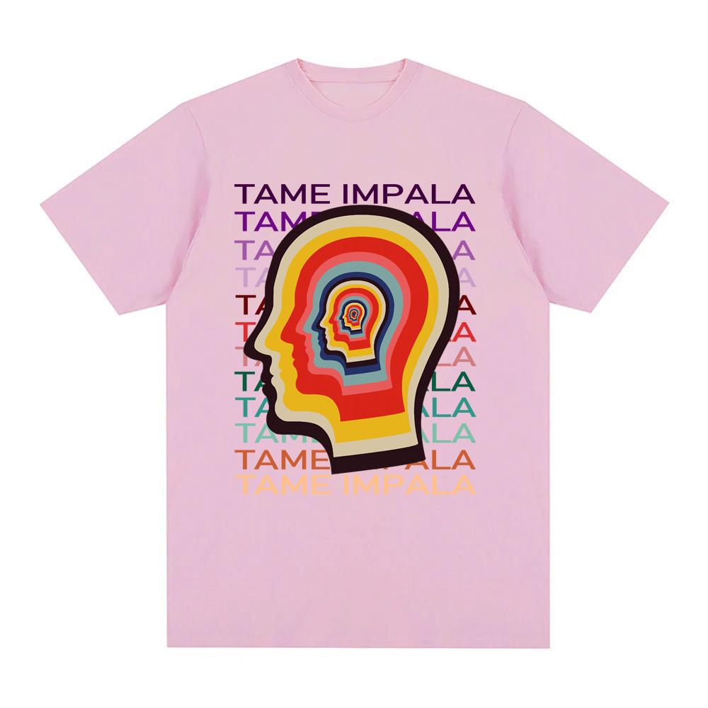 Tame Impala Trend T-Shirt Neu Hochwertiges Album T-Shirt Ärmel 100% Baumwolle Gothic T-Shirt Rundhals Sommer T-Shirt Tops XL rosa
