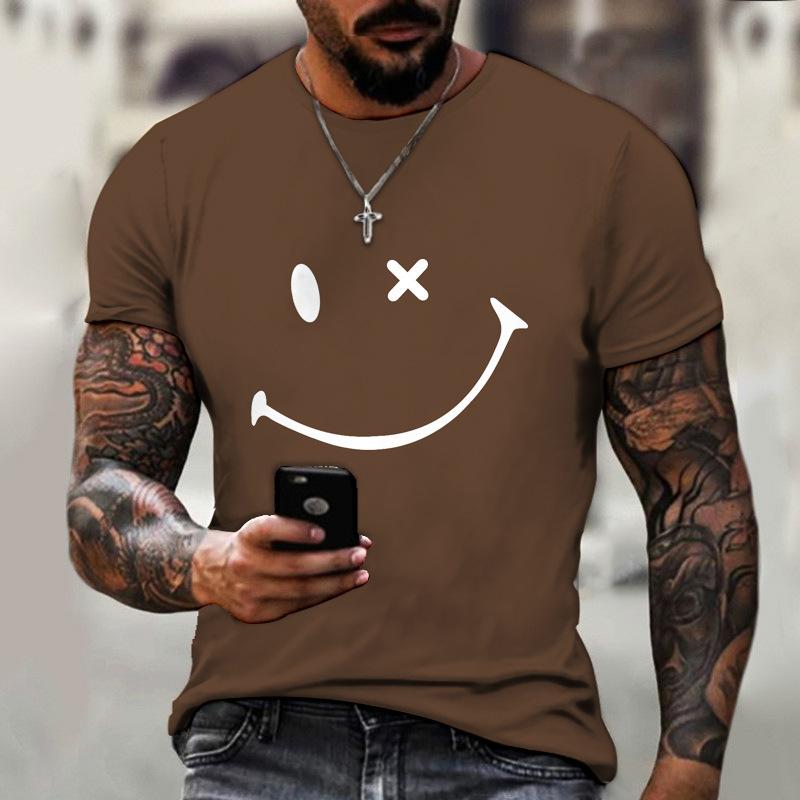 Neues Sommer Herren Freizeit Kurzarm Digitaldruck 3D Smiley Gesicht Personalisiert Kreatives Kurzarm T-Shirt 6XL