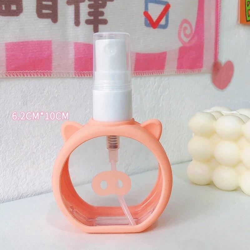55 ml Cartoon Katze Kleine Spray Nachfüllbare Flasche Desinfektion Alkohol Feine Make-Up Flasche Nette Silikon Abdeckung Parfüm Spray Flasche 55ml rosa