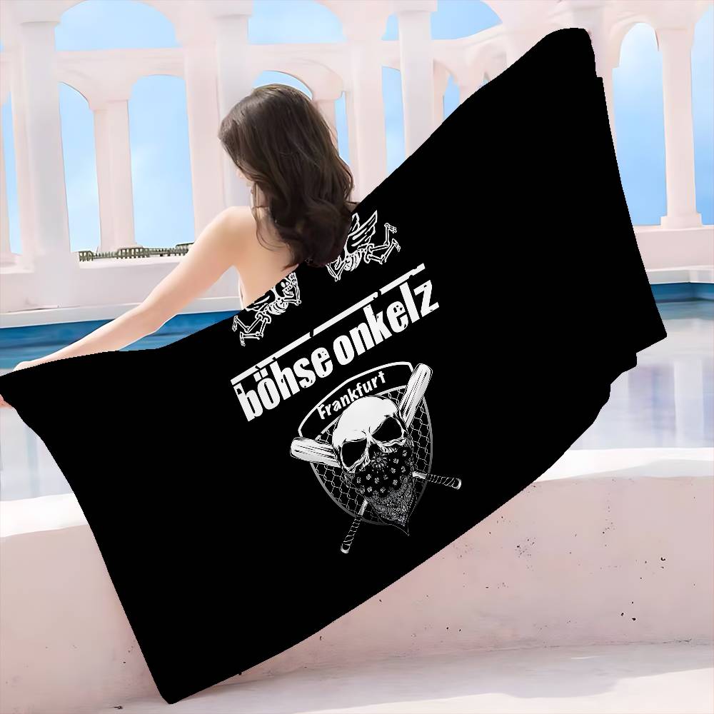 Band B-Bohse O-Onkelz Mikrofaserdecke Schnelltrocknende Strandtücher Übergröße Druck Super Saugfähige Pool-Handtuchdecke W89*H183(CM)