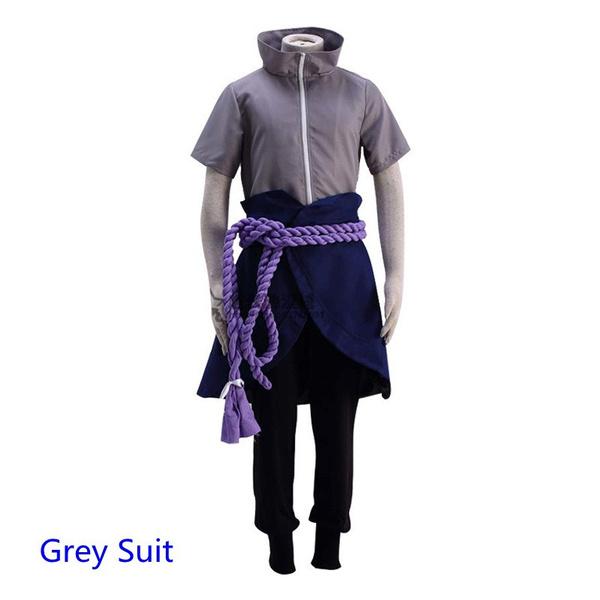 Anime Uchiha Sasuke Cosplay Kostüm Uniform Halloween Karneval Party Kostüme M grau