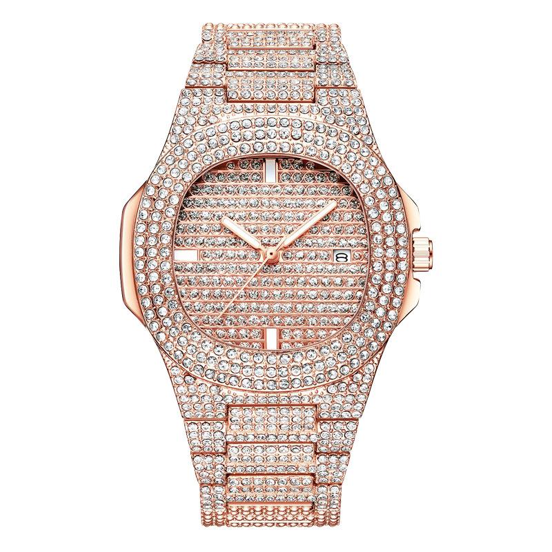 Herren Volldiamant Damenuhr Mode Quarzuhr Damenuhr Mädchenuhr white