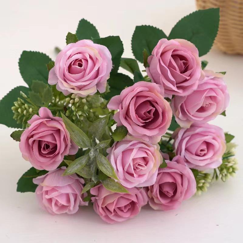 10 Köpfe Rosenstrauß Künstliche Blumen Western Rose Hochzeitsdekoration 6 Farben Pfingstrosen Gefälschte Blumen Künstliche Blumen
