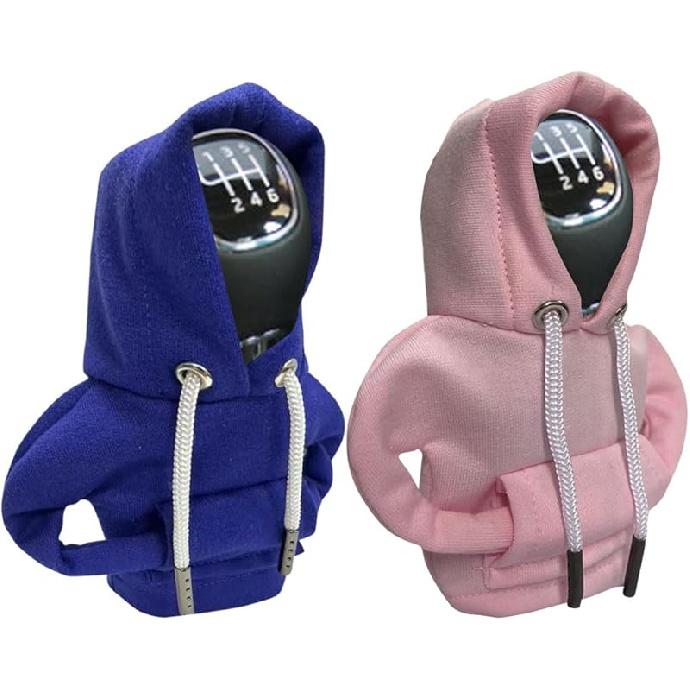 Auto Schalthebel Hoodie, Modische Schalthebelknaufabdeckung, Mini Hoodie für Auto Schalthebel, Auto Innenraum Niedliche Gadgets, Universelles Auto Deko Zubehör blau