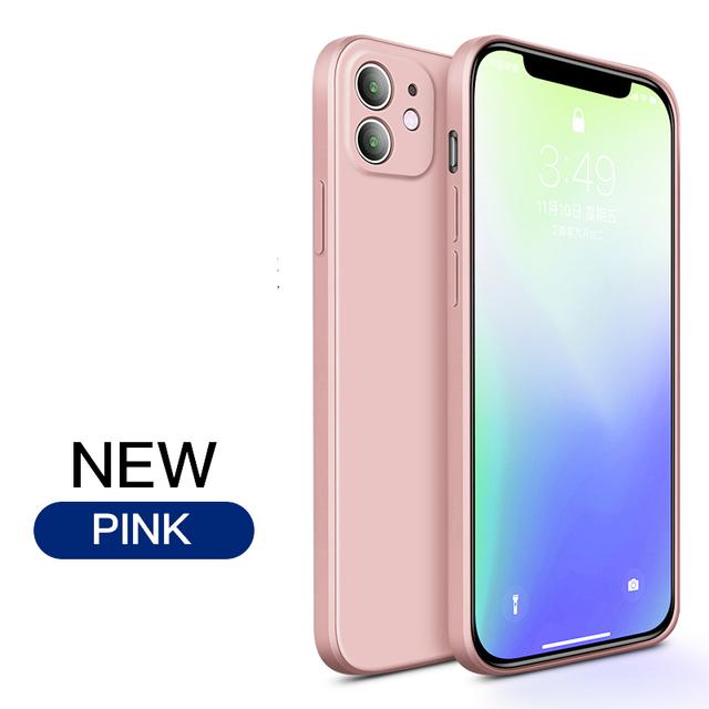 Für iPhone 7 6 6S 8 Plus Luxus Flüssigsilikon Soft Cover für iPhone 16 14 11 12 Pro X XR XS Max 13 Mini Pro 15 Max Stoßfeste Telefonhülle iPhone 8 Plus rosa