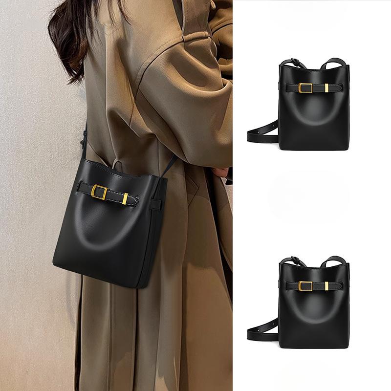 Eimer Tasche für Damen Neue Herbst- und Winter-Crossbody-Tasche High-End Pendler Achselhöhle Ein Schulter Echte Leder Tasche für Damen gray