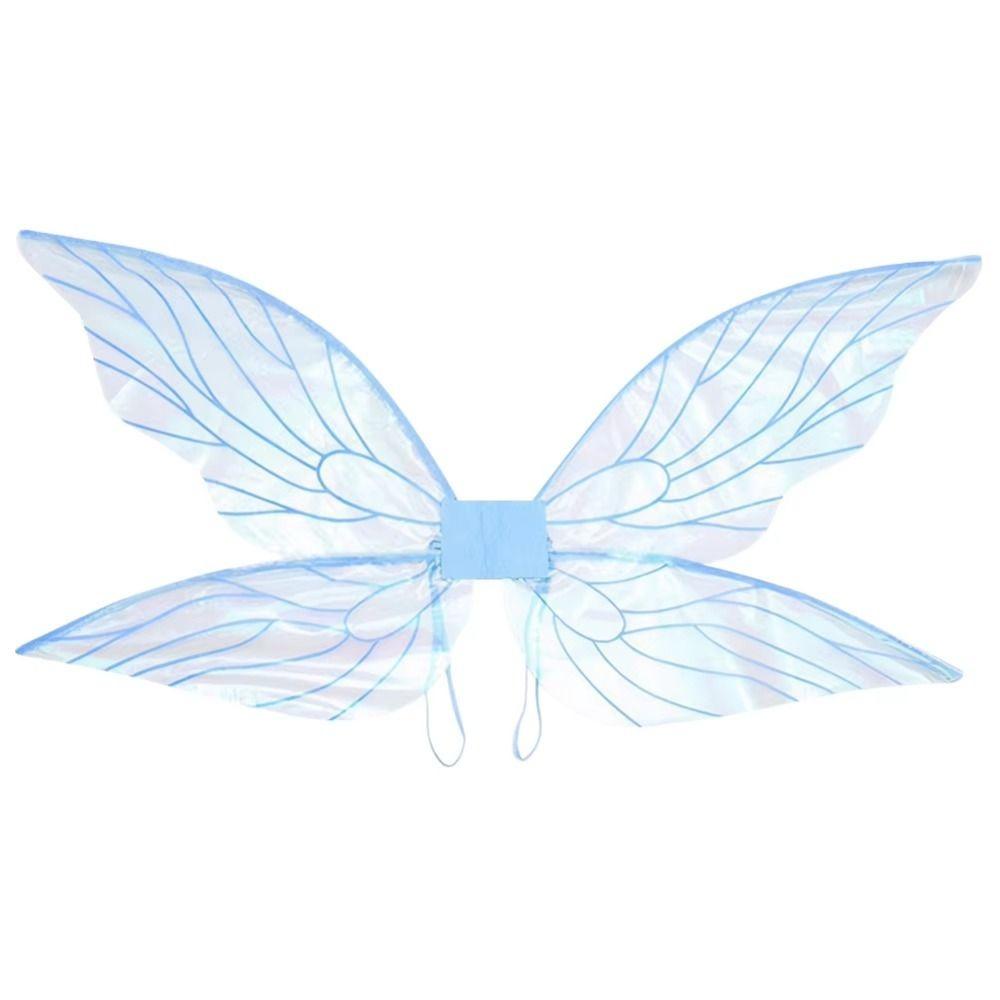 Organza Feenflügel Cosplay Requisiten Verkleidungsflügel Kostüm Langlebige Elfen-Engelsflügel Bühne Aufführung blau
