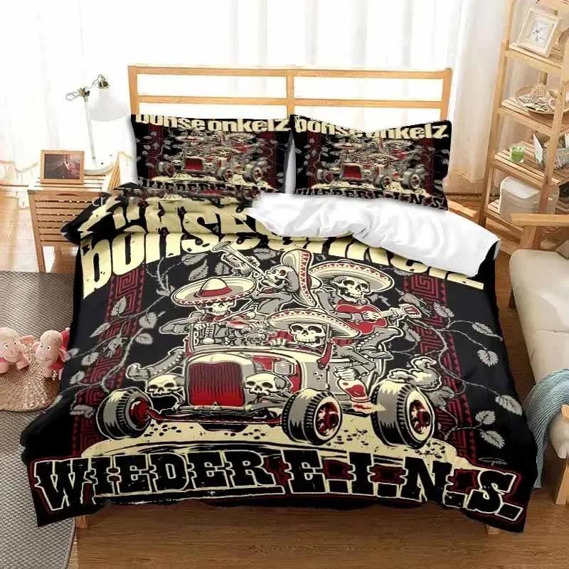 Band Böhse Onkelz Doppelbettwäsche-Set Ganzjahres-3-teiliges Bettbezug-Set Bettdeckenbezug für Doppel- und Kingsize-Betten Bettbezug Bett 180*220cm 3pcs