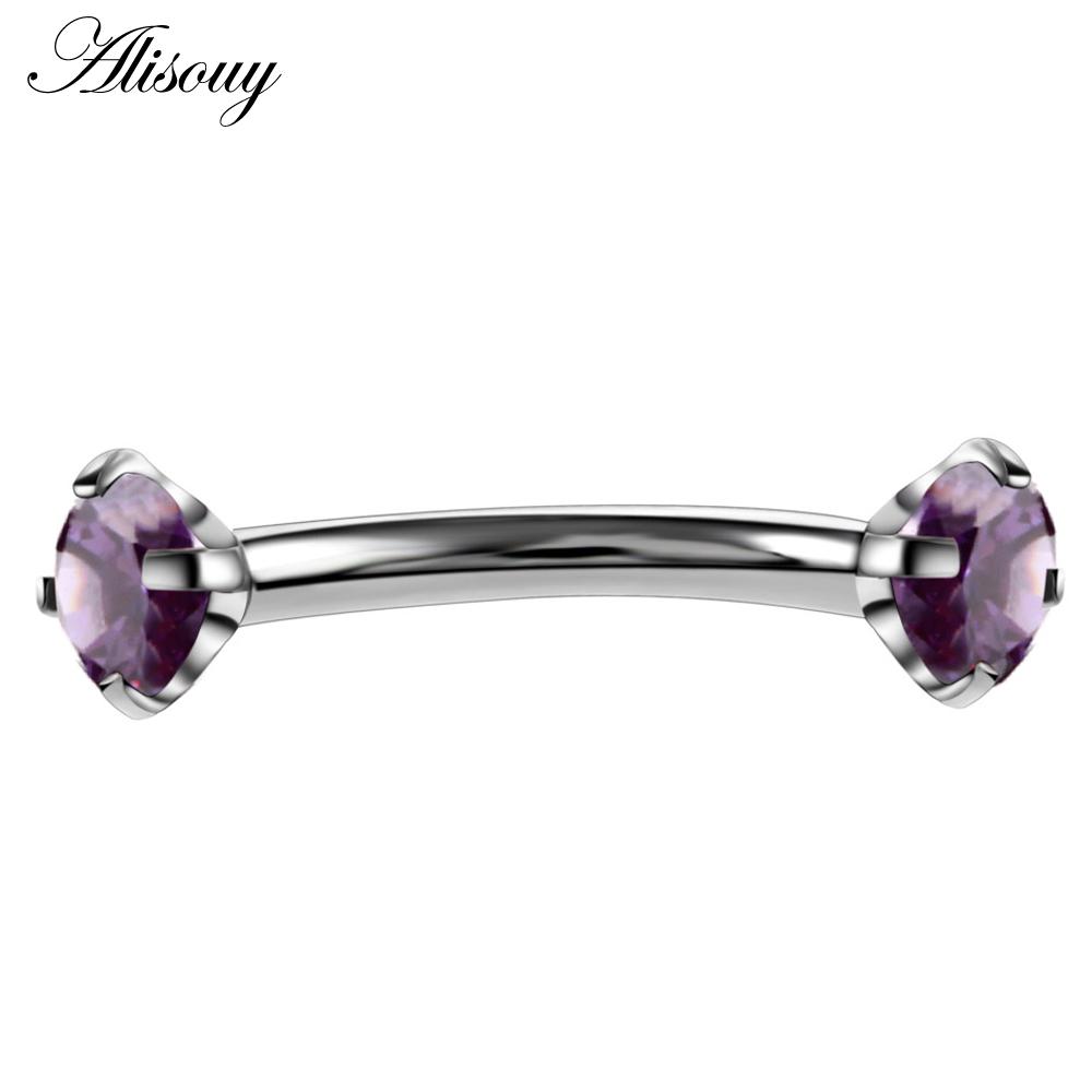Alisouy 1PC 316L Edelstahl Augenbraue Barbell Piercing Ohrringe Edelsteine Zirkonia Helix Ring Labret Lippen Piercing Augenbraue Schmuck