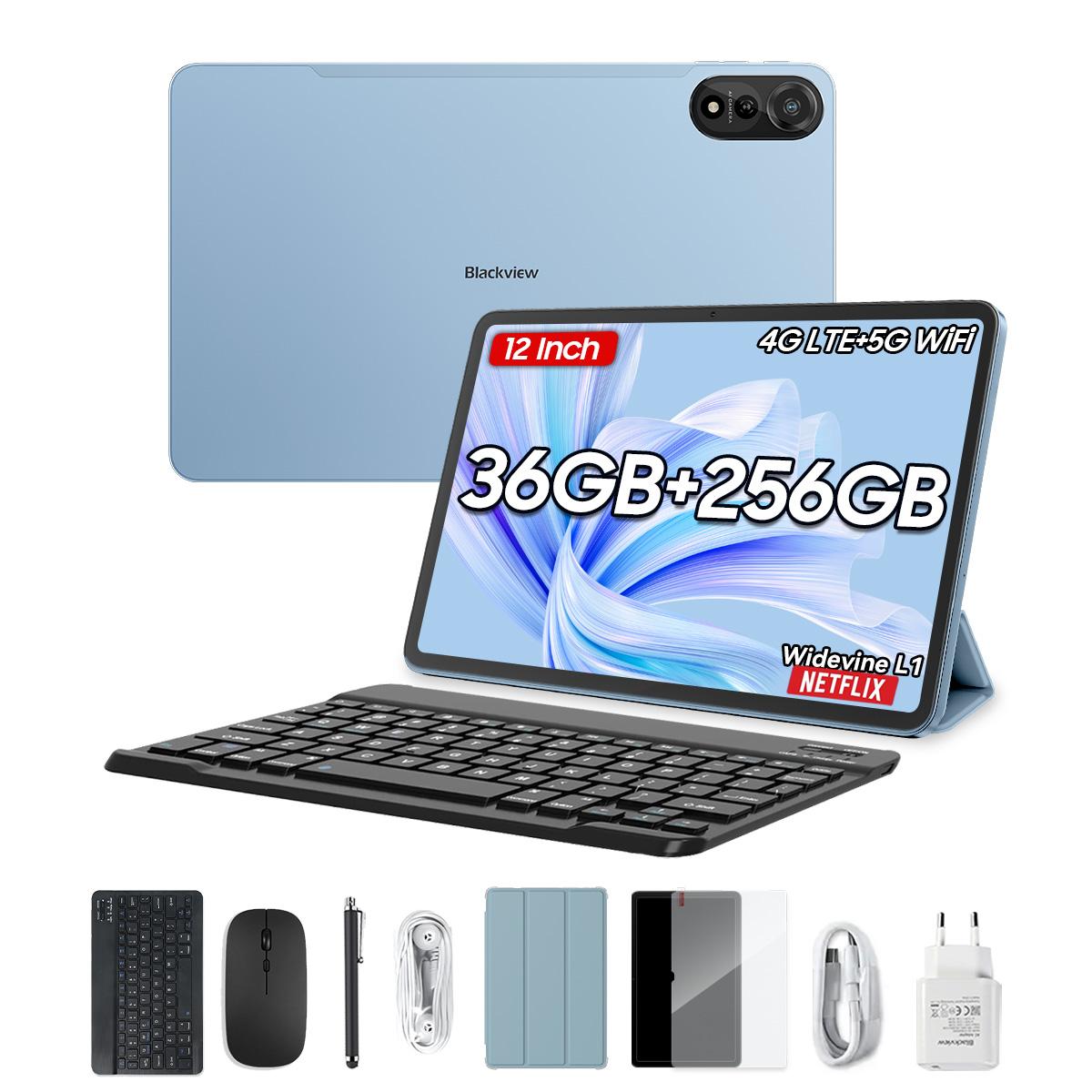 Blackview MEGA 2 Android 15 4G Tablet 12 Zoll 24GB/36GB RAM 256GB ROM Widevine L1 36+256 blau