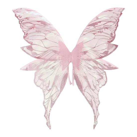 Feenflügel für Mädchen Frauen Organza Engelsflügel Halloween Schmetterling Cosplay Kostüm für Cosplay Party Accessoire rosa