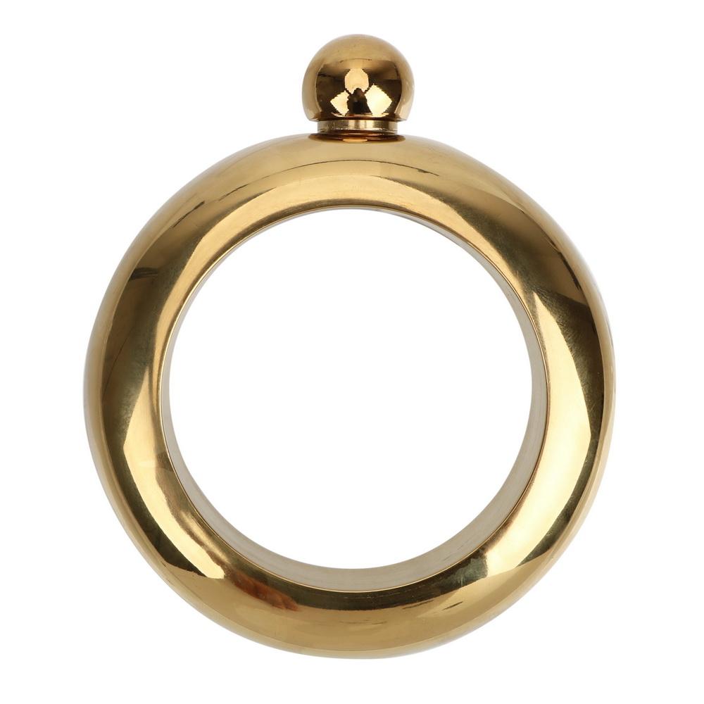 HILIFE Rundes schickes Flachmann-Armband, eleganter Weinflaschen-Armreif, Flachmann aus Edelstahl, 3,5 oz für Whisky, Wodka, Alkohol, Trinkgeschirr-Zubehör Gold