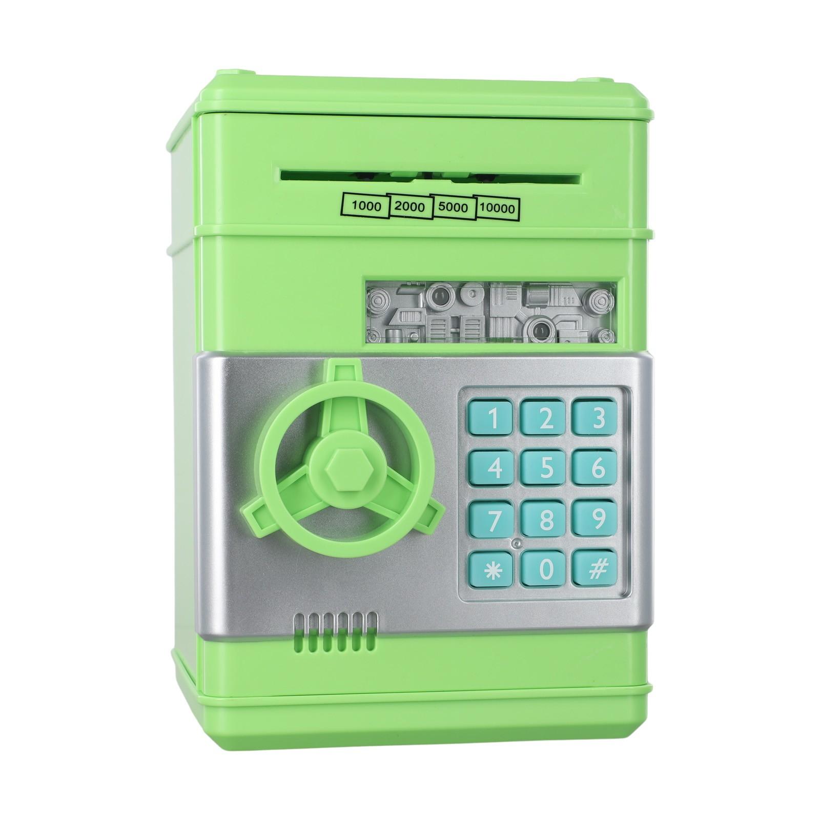Spardose aus ABS-Kunststoff mit automatischer Einzahlfunktion zum finanziellen Lernen grün