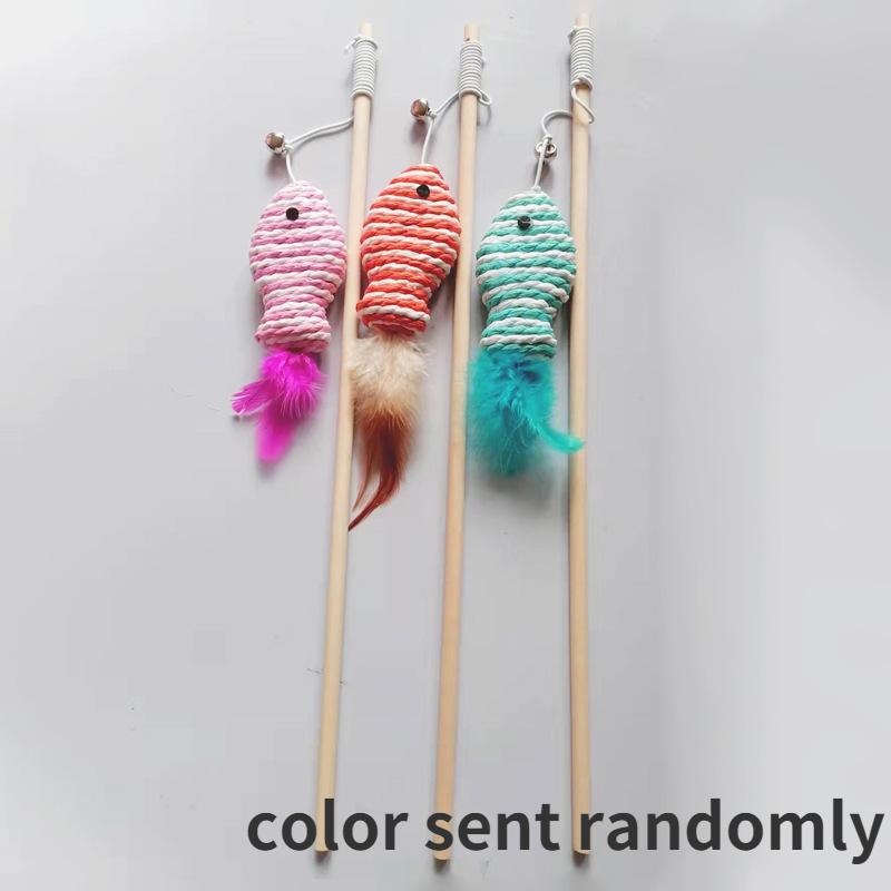 1 Stück lustiges Kätzchen-Katzen-Teaser, interaktives Spielzeug, Stange und Federspielzeug für Katzen, Teaser, interaktives Spielzeug, Stange, Katzenspielzeug, Stick-Maus-Spielzeug