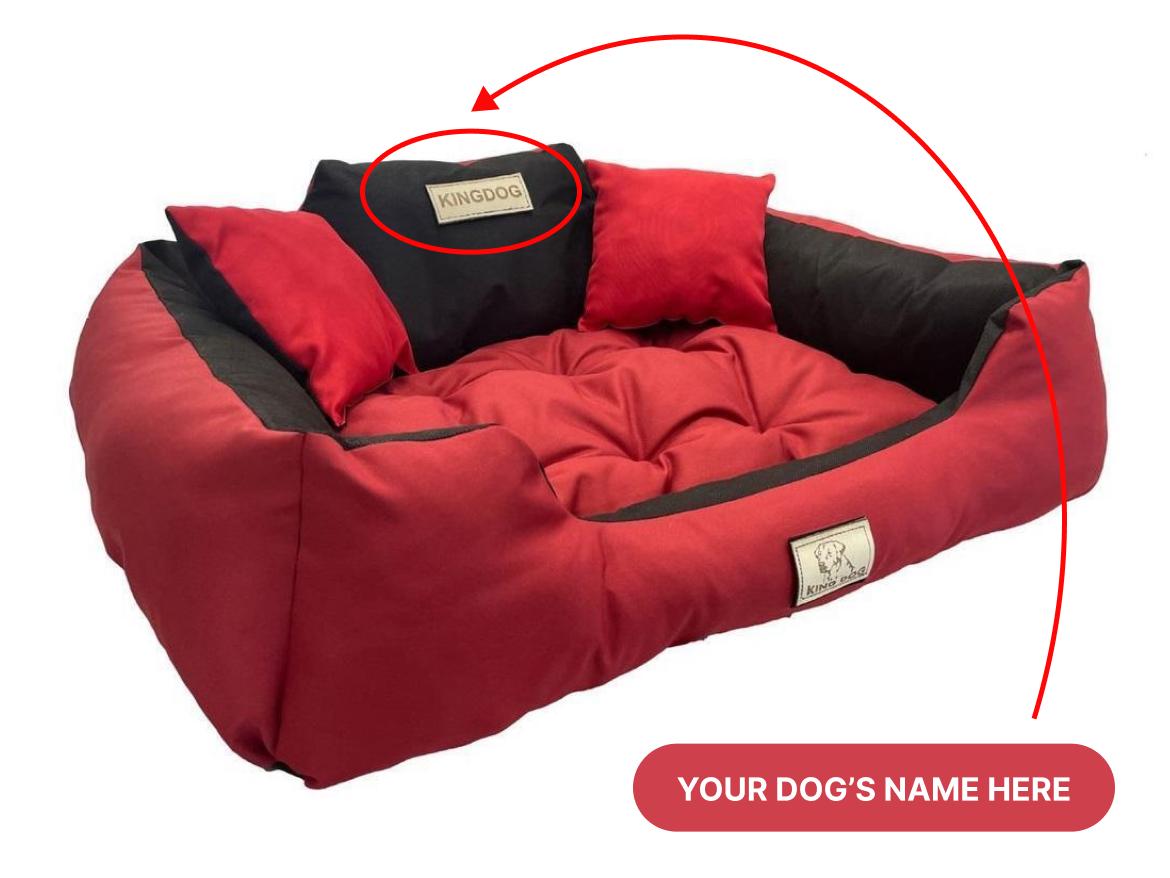KINGDOG Hundebett mit HUNDENAME wasserdicht langlebig, SML XL XXL 3XL M - 75x65 cm venezianischen rot