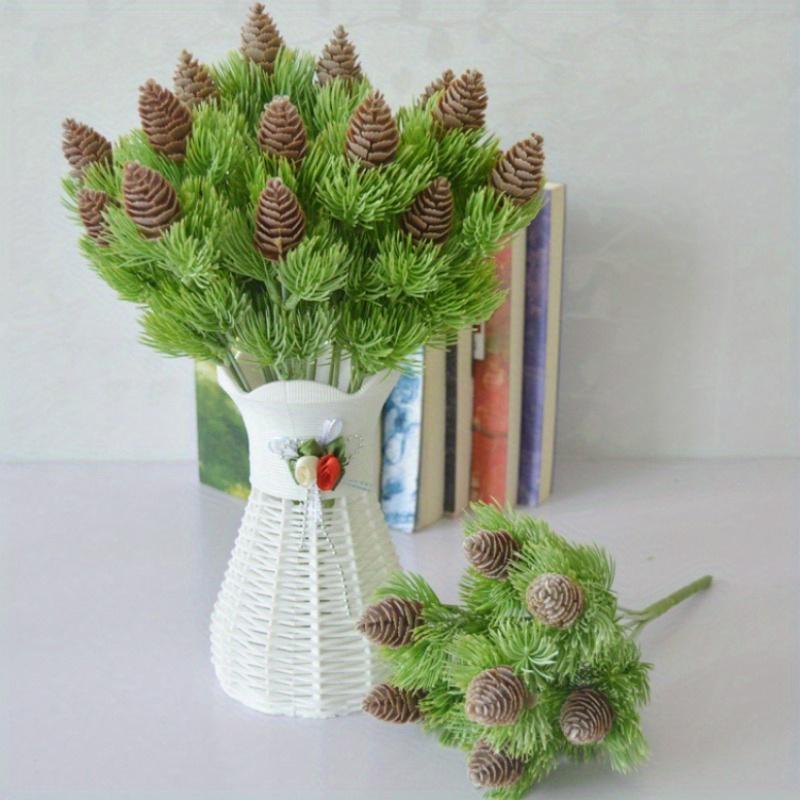 2 Stück 7 Zweige künstlicher Kunststoff Pinienkerne Zapfen Fake Pflanzen Baum für Weihnachten Party Dekoration Kunstgras Weihnachten Pome Dekoration 2pcs