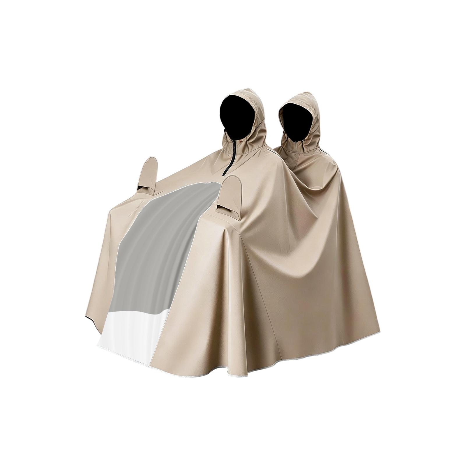 Regenponcho für zwei Personen, extra groß, lang, Ganzkörper für Motorräder, Roller One Size kaffeebraun