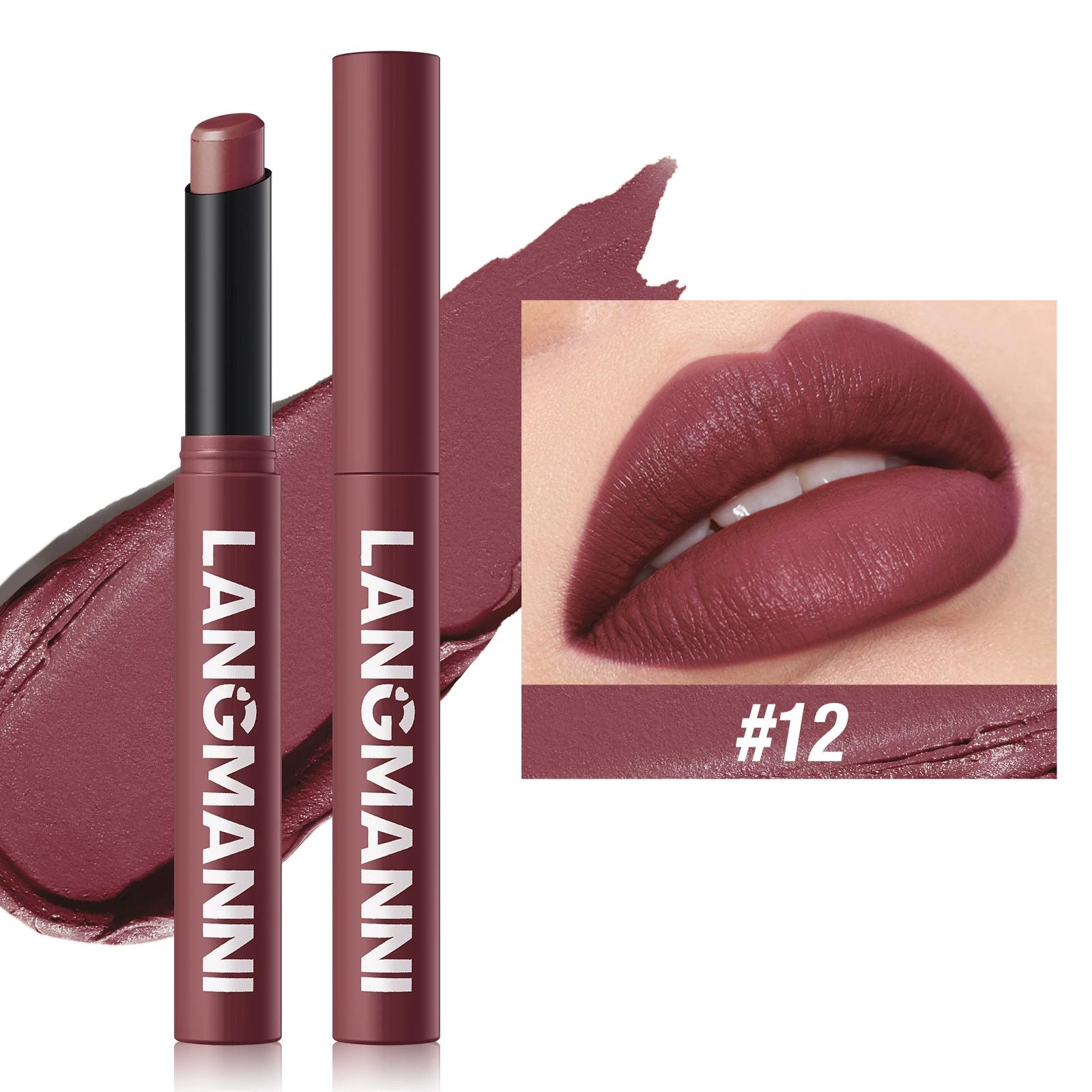 1PC matter Lippenstift, leicht zu färbender Lippenstiftstift, lang anhaltender, leicht zu färbender, feuchtigkeitsspendender Lippenstift, natürlicher, feuchtigkeitsspendender und feuchtigkeitsspendender Lippenstift 12