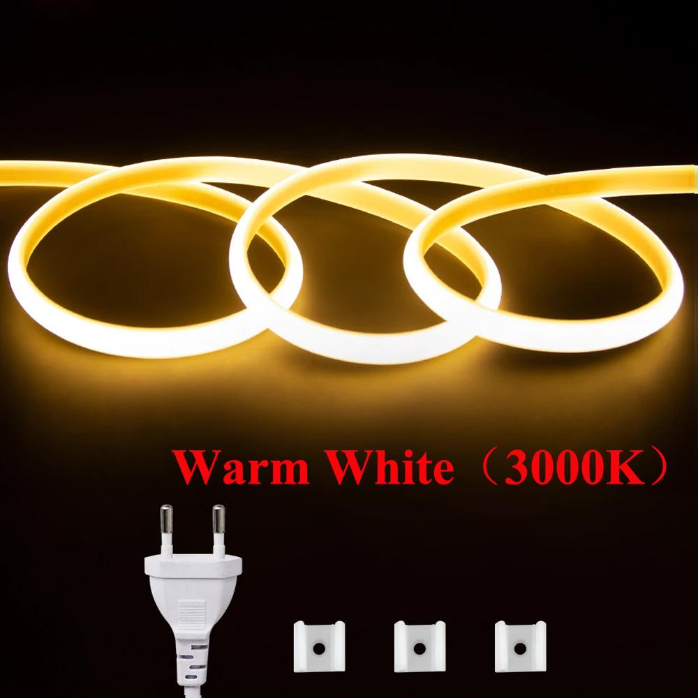 AC 220V COB LED Streifen Neon Licht Power Plug Kit Hohe Dichte 288LED/m Linear Beleuchtung IP68 Wasserdichtes flexibles Led-Band 22M warm weiße