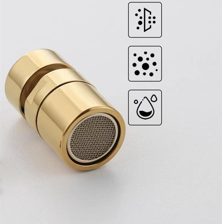 Wasserhahn-Perlator Messingmaterial Badezimmerwaschbecken Wasserhahnauslauf Küchenspüle Wasserhahn Drehbarer Perlator Wasserhahnzubehör gold