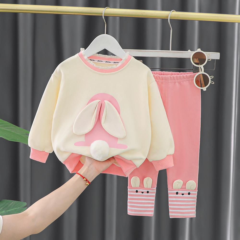 Mode Frühling Herbst Baby Kleidung Anzug Kinder Mädchen Mode T Shirt Hosen Zwei Pcs Set Infant Outfits Kleinkind Kostüm Kinder Trainingsanzüge 100cm weiß