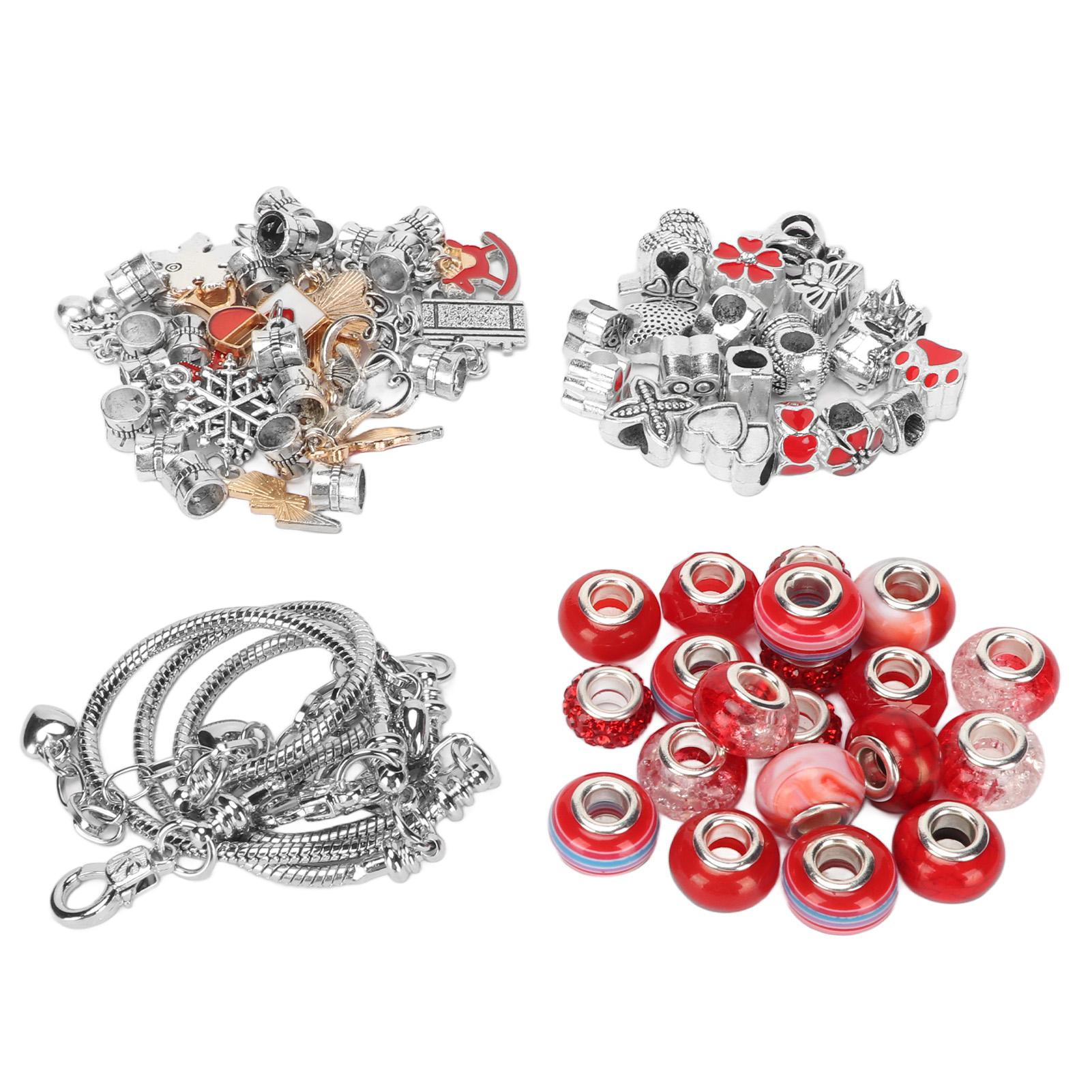 Armband-Herstellungsset, exquisites Basisarmband, Anhänger, große Perlen, farbige Perlen, DIY-Schmuckherstellung rot