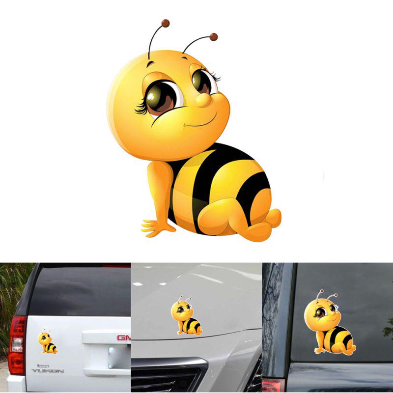 Kreative lustige Cartoon Aufkleber Lächeln Biene Auto große Augen Aufkleber Biene Aufkleber PVC Auto Aufkleber lustige Dekoration gelb