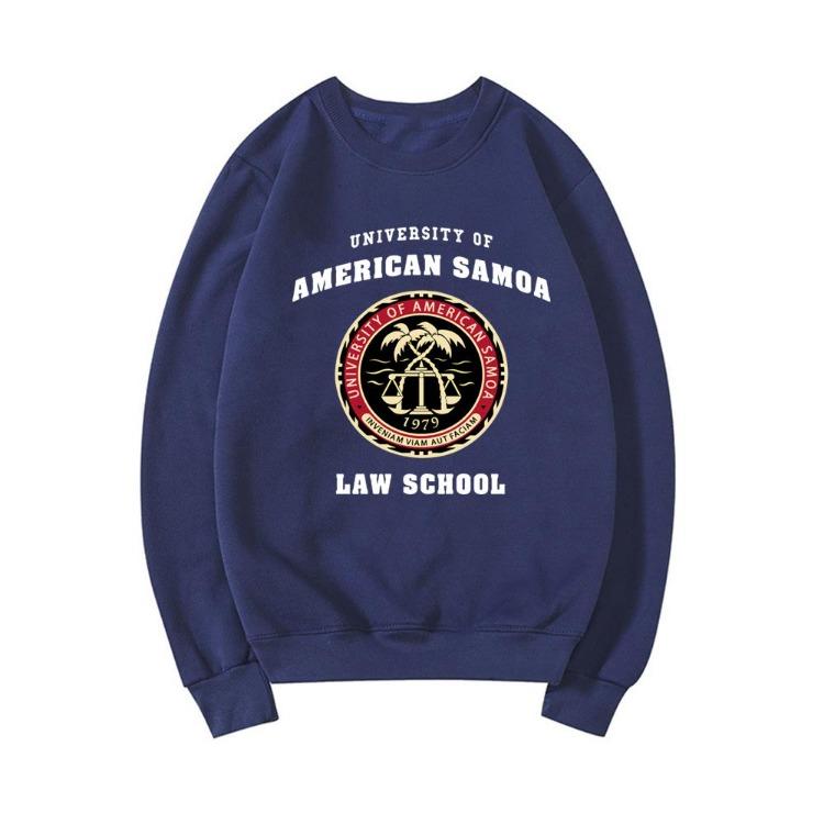 American Samoa University Law School Unisex Pullover Rundhals-Sweatshirt Hoodie Grafik Streetwear Oberteile für Damen Bekleidung XXL dunkelblaue