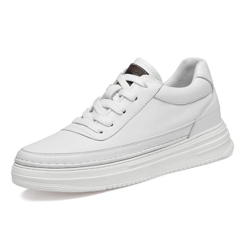 Mode für Männer Leder 6/8CM unsichtbare innere Höhe zunehmende Schuhe Outdoor-Mode für mit dicken Sohlen atmungsaktive Männer Schuhe formale Schuhe 36 weiß