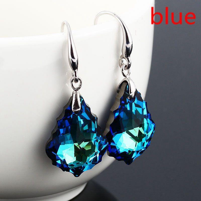 Exquisite Mode Silber Kristall Ohrringe Ohrringe Bunte Barock Ohrringe Romantische Klassische Liebhaber Verlobungsohrringe Jubiläumsgeschenke blau