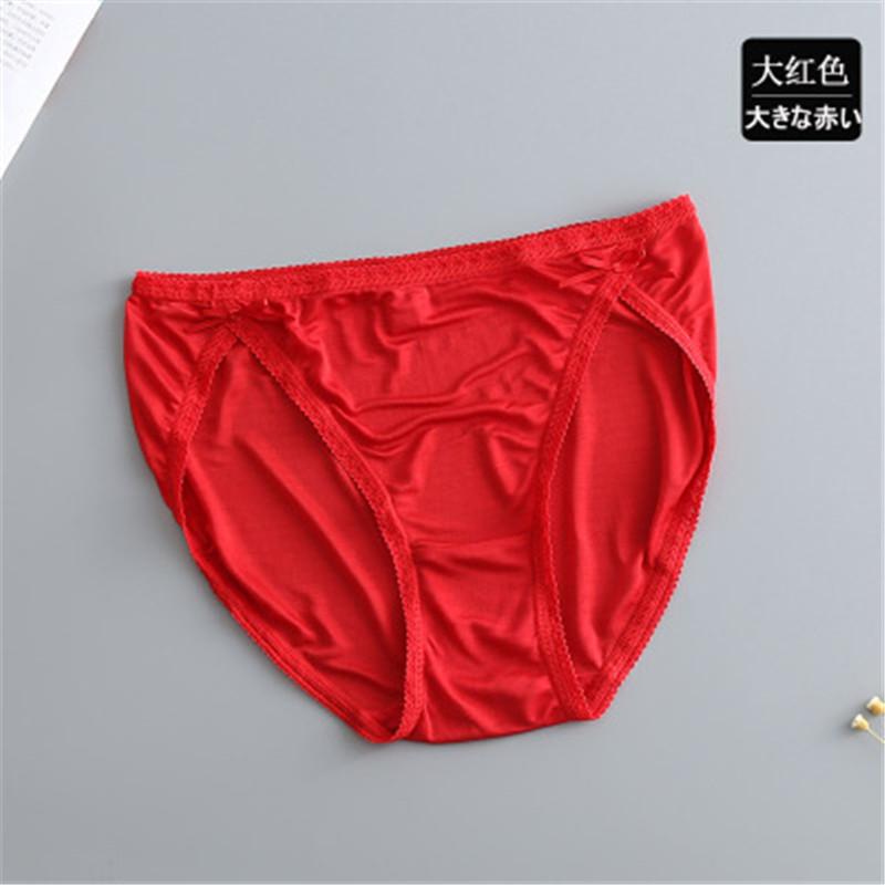 Mulberry Seide Unterwäsche Weibliche Niedrige Taille Sexy Spurlose Spitze Weibliche Seide Unterwäsche Hüfte Heben Slips Atmungsaktiv M rot