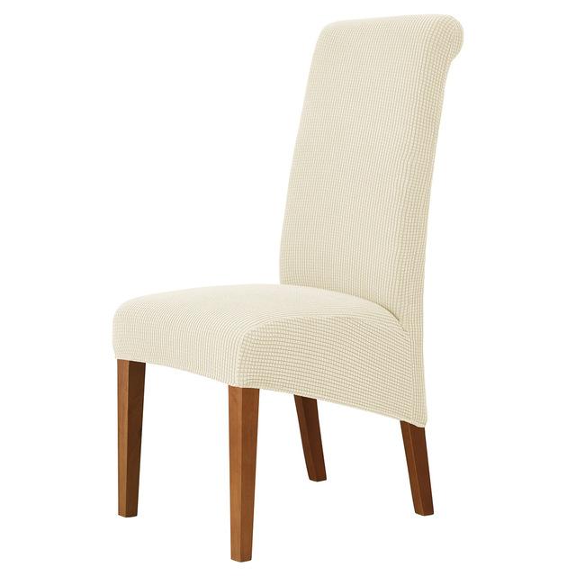 Stuhlhusse mit hoher Rückenlehne und universeller hoher Elastizität, Jacquard, Größe M, XL, Stuhlhussen für Esszimmer, Küche, Büro, Zuhause, Maisflanell M Size (45-58cm) beige